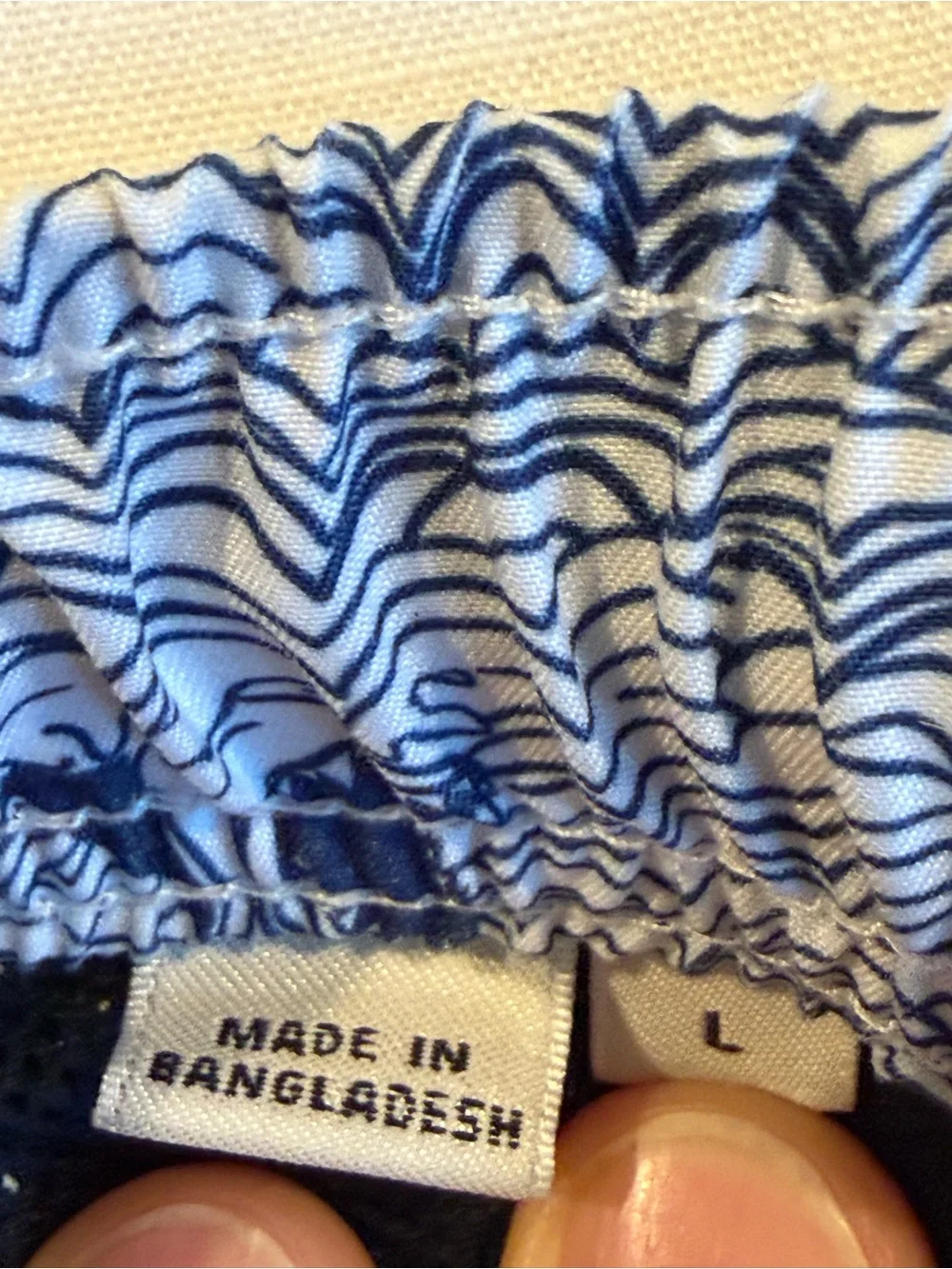 Men's Gray Wave & Shark Print Swim Trunks with Drawstring
